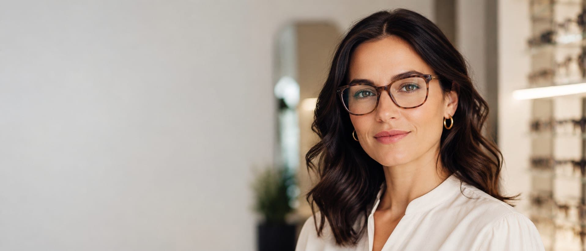 Paciente con lentes en un centro de salud visual